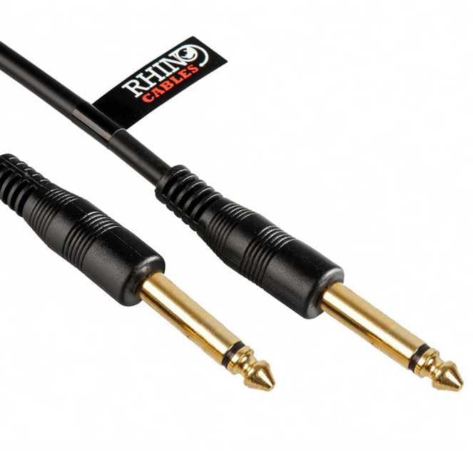 rhinocables - Mono Audio Cable 6.35mm Gold Plated Jack | Impeccable Sound for Electric Guitar, Bass, Amp | Durable PVC Jacket | Various Lengths | XLR to 3.5mm Compatible, Gold 1m