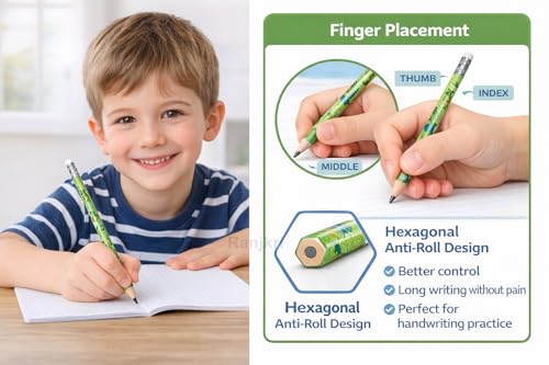 Image of Dino Theme HB Graphite Pencils for Kids (Pack of 12) | Dark Smooth Writing, Break-Resistant Lead, Eraser Tip | School Use, Homework, Drawing, Birthday Return Gifts for Boys & Girls 4+ Years