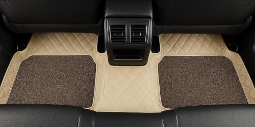 Image of SINEX Premium 7D car mat Full Set for Tata Sierra (Model : 2025) |Luxury Leather Double Car Floor Mat Complete Set || 100% Waterproof and Washable | Color : Beige