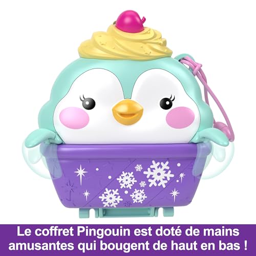 Polly Pocket Coffret Pingouin des Neiges avec 2 Mini-Figurines, 12 Accessoires, 6 Éléments De Jeu, Jouet Voyage, Jouet Enfant, A Partir De 4 Ans, HRD34