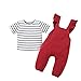 Ropa de Verano para niñas bebés Camisa de Manga Corta a Rayas Top + Mono Suelto Pantalones Largos Ropa de Primavera 2-3 años