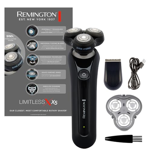 Remington Rasierer Herren Elektrisch [SynX Hybrid Schneidesystem: Rotation & Folienrasierer, Nass-&Trocken- Rasierapparat, 360°PivotBall] X5 (inkl. Detailtrimmer) Rotationsrasierer XR1755