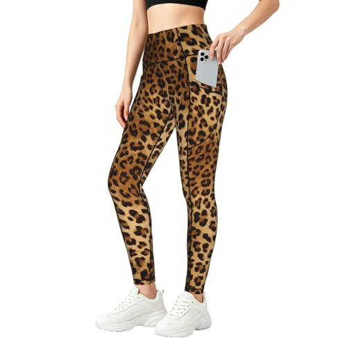 Leggings de sport taille haute femme imprimé léopard avec collants de course