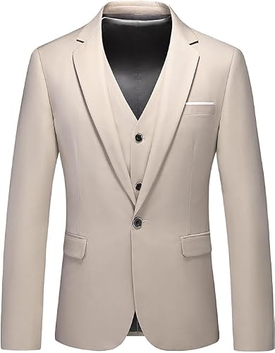 KUDMOL Herren 3-Stücke Anzug Business EIN Knopf Smoking Anzug für Männer Smoking Klassische Blazer Weste Hosen Set