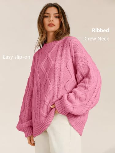 Image of Trendy Queen Women's Oversized Cable Knit Sweaters 2026 Fall Outfits | Quiet Luxury Style, Chunky Knit Texture, Winter Holiday Outfit, Easy Layering Piece, Fall Fashion Staple
