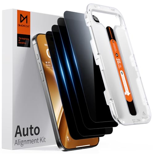 DIMONCOAT 4-PACK Privacy Screen Protector Compatible with iPhone 15 Pro Max [Auto Alignment Kit]...