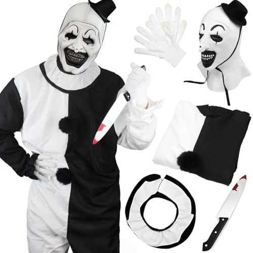 Disfraz completo de payaso Halloween con máscara y accesorios miniatura 1