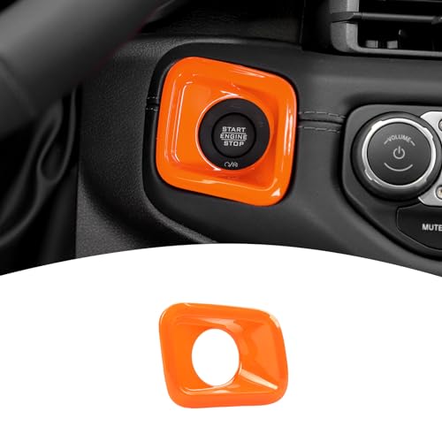 Bouton de démarrage orange Jeep JL : accessoire intérieur haute visibilité