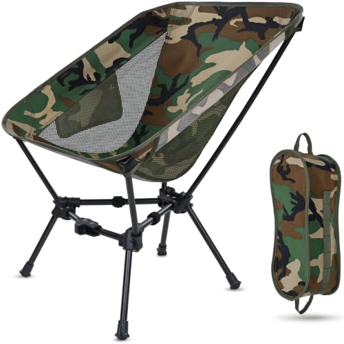 Image of MARCHWAY Lightweight Folding Camping Chair, Portable Foldable Compact for Outdoor Camp, Travel, Beach, Picnic, Festival, Hiking, Backpacking, Supports 330Lbs (Camo)