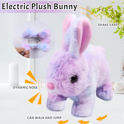 KOIROI Hüpfendes Kaninchen Spielzeug, Interaktives Elektronisches Kaninchen Haustier Plüschhasenspielzeug mit Geräuschen und Bewegungen, Hasen Kuscheltiere Klein, Hasen Spielzeug Geschenk für Kinder