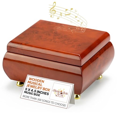 MusicBoxAttic Simple Classy Wooden Musical Jewelry Box - Personalized Music