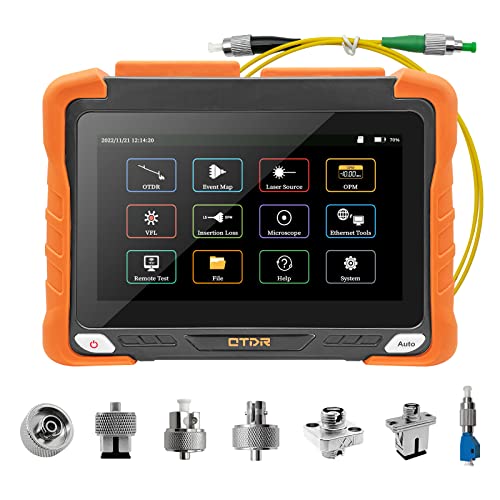 Rsrteng OTDR Fiber Optic Tester 1310/1550nm 32dB/30dB Range 420km High Accuracy 7”LCD Touch Screen SM Fiber Tester Support Event Map OPM, VFL, LS, OLS Ethernet Remote Test Analysis Software