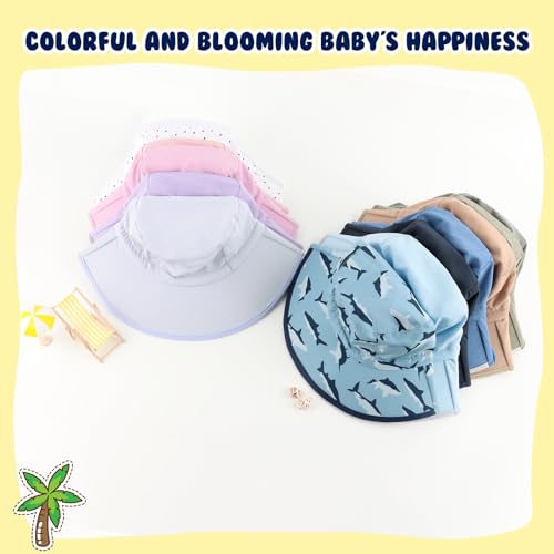 Duoyeree UV Protection Toddler Sun Hat - UPF 50+ Beach & Summer Hat for Kids - Wide Brim Hat for Boys & Girls 5