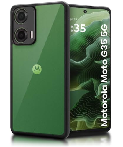 Image of WOW IMAGINE Shockproof Hybrid Back Cover for Motorola Moto G35 5G | Hard Slim fit Back Case | PC & TPU | Clear Transparent Case - Black