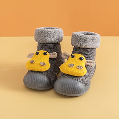 Toddler Sock Shoes Toddler Kids Infant Baby Boys Girls First Walkers Thickened Warm Cute Cartoon Animals Antislip Shoes (Grey, 6-12 Months)2