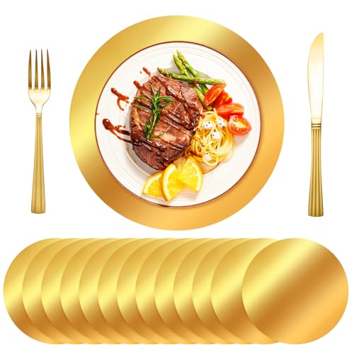 LeonBach 60PCS Gold Paper Chargers for Dinner Plates,12.5
