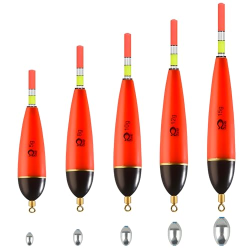 5 Stück Angel Posen Set Posen Angeln & 15 Stück Angelblei Set, Angelposen Sets, Angel Schwimmer Angeln, Angelzubehör Sets, für Hecht, Barsch, Karpfen, Barsch, Fishing Accessories