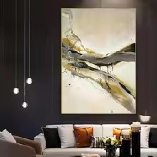 Toile abstraite dorée de haute qualité avec texture effet marbre