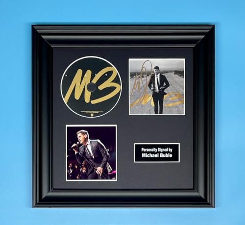 Generic Michael Buble Signed Photo & CD In Luxury Handmade Wooden Frame & AFTAL Member Certificate Of Authenticity Autograph Music Memorabilia Poster Higher Cover