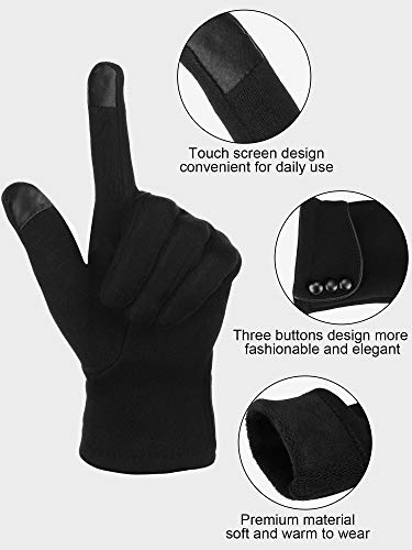 Image of Patelai 3 Pairs Womens Gloves Winter Touchscreen Texting Phone Windproof Gloves Warm Fleece Lined Cold Weather