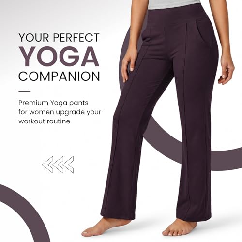 Image of NINQ Women High Waist Flare Pants Lite Regular | Smart Casual Korean Trouser for Office Wear, Gym, Sports, Travel & Daily Styling