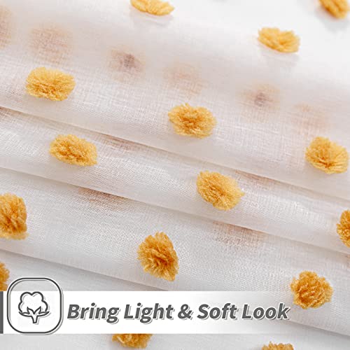 Image of MYSKY HOME Burnt Orange Pom Pom Curtains for Girls Bedroom 63 Inch 2 Pieces