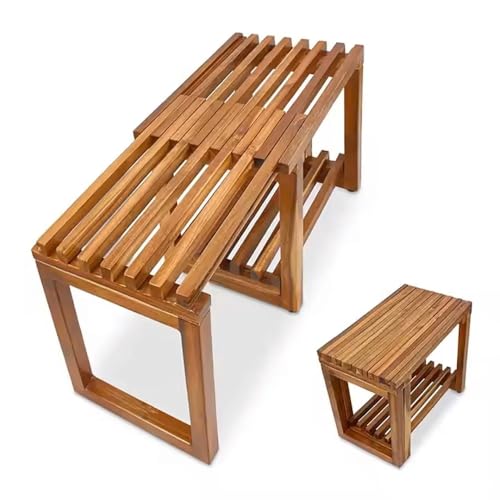 Divit Hocker ausziehbar Duschhocker Holz Sitzbank Länge 43cm - 75cm