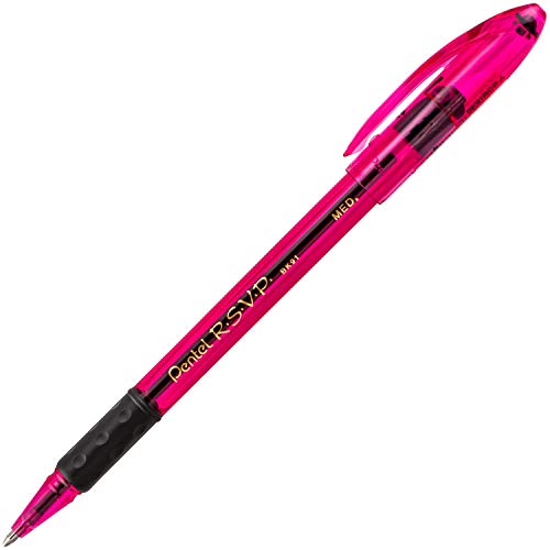 Pentel R.s.v.p. Razzle-Dazzle Ballpoint Pen, Medium Line, Pink Barrel, Black Ink, Box Of 12 (Bk91Rdp-A) #TOP2