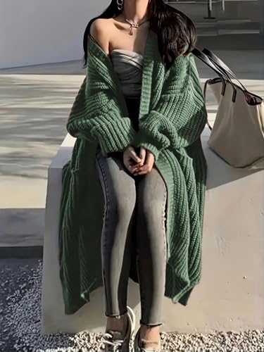 Image of Womens Long Cardigan Sweaters Open Front Oversized Duster with Pocket for Women 2025 Fall Winter Knit Design Coats