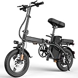Folding Electric Bike for Adults and Teens, 14' Foldable E-Bike with 500W Motor, Commuter Mini Ebike with 48V Removable Battery UL 2849 Certified, Electric Bicycle with 25 Miles PAS Range (Black)