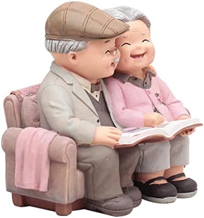 Elderly Couple Figurine Decorative Resin Grandparents Statue Sculpture for Wedding
