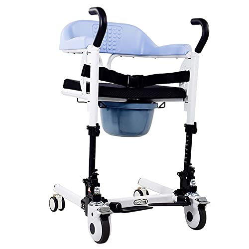 Silla elevadora para traslado de Pacientes, Silla de Ruedas portátil para Transporte, Silla de Ducha con Ruedas y Asiento Dividido de 180°, Silla de Ruedas para baño, Palanca de Cambios para el hogar