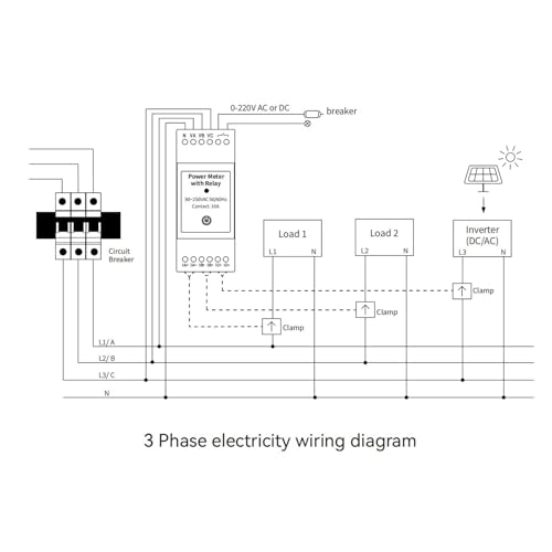 Medidor de Energía WiFi de 3 Fases con Pinza y Relé para Monitoreo de Potencia en Hogar y Negocio miniatura 7