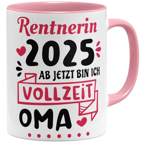 OM3® Oma ist Rentnerin Kaffee-Tasse mit Spruch - Rente 2025 - Vollzeit Großmutter - Renteneintritt Ruhestand | Keramik Becher | 11oz 325ml | Beidseitig Bedruckt | Rosa OM3® Oma ist Rentnerin Kaffee-Tasse mit Spruch - Rente 2025 - Vollzeit Großmutter - Renteneintritt Ruhestand | Keramik Becher | 11oz 325ml | Beidseitig Bedruckt | Rosa