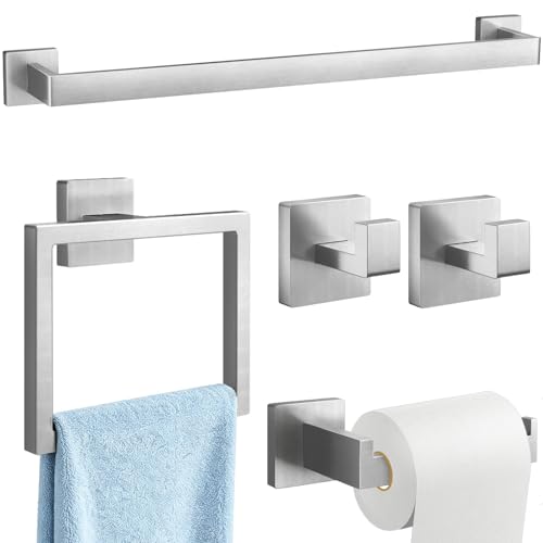 Gypie 24Inch Bathroom Accessory Set Wall Mounted, Brushed Nickel 5-Pieces