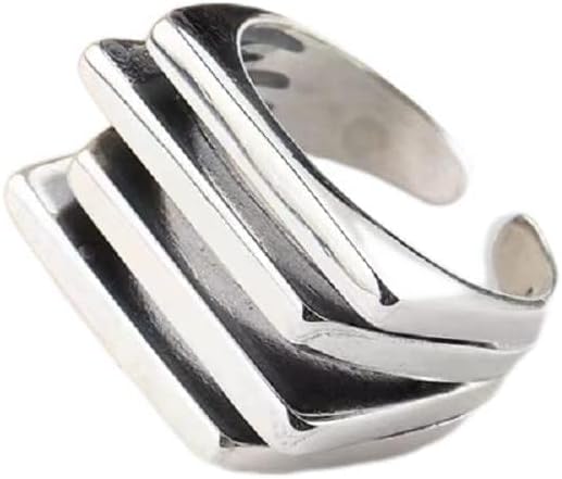 KOICCVQQ Retro-Modern Sterling Silver Ring - One Size, Silver, Unisex - Band, Engagement, Wedding