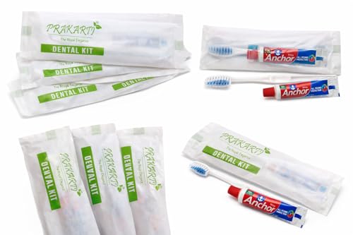 Prakarti Dental Kit – Toothbrush & Toothpaste Combo | Hotel & Travel Dental Care Kit | Hygienic Individually Packed | Ideal for Hotels, Resorts & Travel (500)