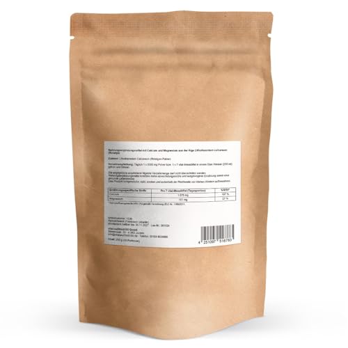 Reinstes Rotalgen-Calcium 250 g - Premium-Rohstoff - natürliches Calcium aus der Rotalge (Lithothamnium calcareum) - Höchste Bioverfügbarkeit - ohne Zusätze, vegan, glutenfrei, allergenfrei
