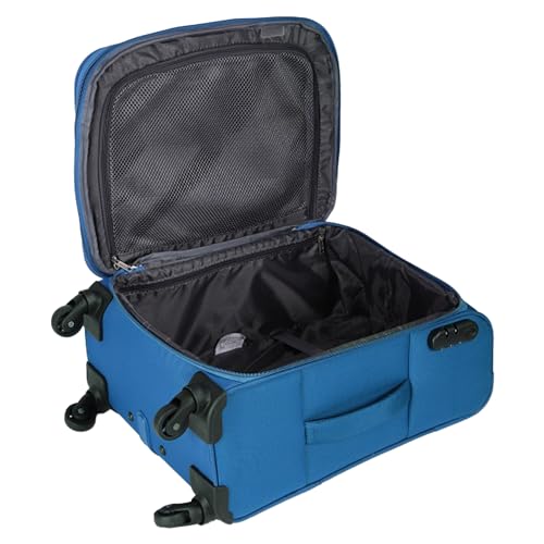 Image of American Tourister Apolo 58 cms Cabin Polyester Soft Sided 4 Spinner Wheels Luggage /Suitcase /Trolley Bag (Blue)