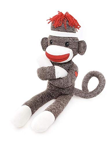 Plushland Adorable Brown Sock Monkey, The Original Traditional Hand Knitted Stuffed Animal Toy Gift-For Kids, Babies, Teens, Girls And Boys Baby Doll Present Puppet 20 Inches #TOP1