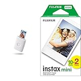 fujifilm instax mini link 2 clay white | mini stampante per smartphone & 16386016 instax mini film pellicola istantanea per fotocamere instax mini, formato 46x62 mm