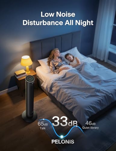 PELONIS 42-Inch Tower Fan, Standing Fan with Remote, Quiet Bladeless Cooling with 5 Speeds and 9-Hour Timer, Oscillating Electric Fan with LED Display, Floor for Bedroom Home - Image 4