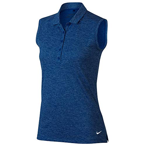 Nike Women's Dri-Fit Icon Sleeveless Golf Polo (Blue Jay/Heather/White, Small)