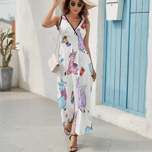 Robe Maxi Sans Manches au Tombé Fluide et Finition Col V - 5