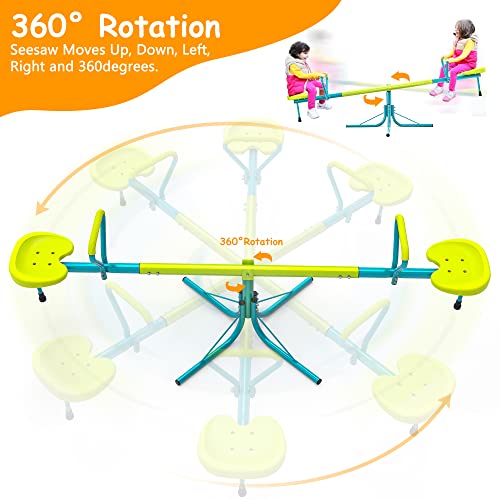 Amictoy Seesaw, Sit And Spin Teeter Totter, 110 Lbs Heavy Duty 2023 Upgraded Model, Kids Outdoor Playground Equipment, Outside Toys Set, Swiveling 360 Degrees Rotating For Kids 4-8 Safety Certified #TOP1
