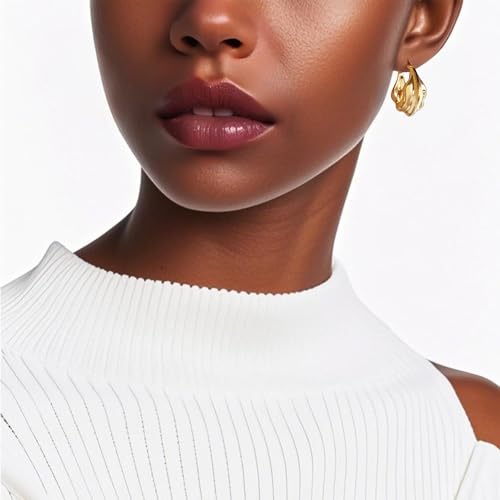 18k Gold Hoop Earrings for Women Creative and Fashionable Gold Earrings Chunky Hoop Earrings for Women4