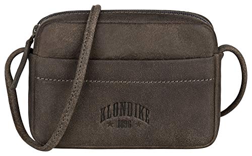 Petit sac bandoulière femme cuir véritable Maya gris Klondike Yukon de style vintage