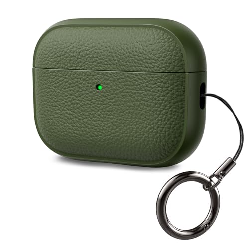 ACRONIX Cover per AirPods Pro 3 (2025) –Cover in TPU Effetto Pelle, Resistente a Graffi e Polvere, LED visibile, Protezione Antiurto, Verde