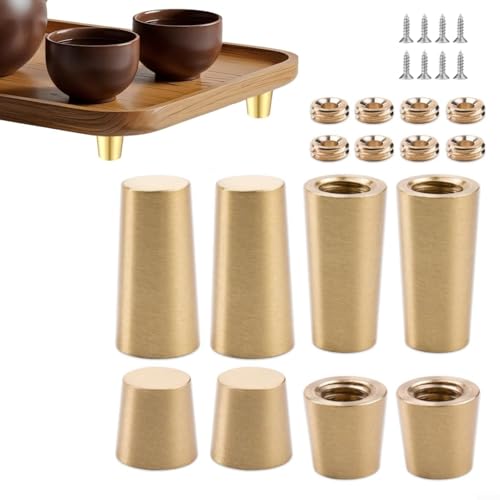 Momfin Lot de 8 pieds de planche à découper en laiton avec rehausseurs de 30 mm et 15 mm pour plateaux et boîtes à bijoux Finition dorée pour projets de...
