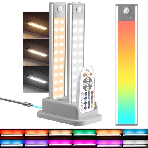 Hopedone Under Cabinet Lights with Charging Station, 24LED Dimmable Rechargeable Motion Sensor Light...
